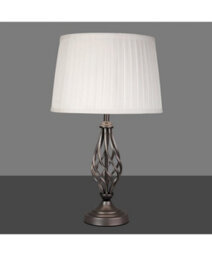 Lighting Supermarket Queenswood Traditional Barley Twist Table Lamp With Ivory Pleated Shade - Pewter Grey - thumbnail 6