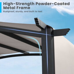 Costway 305 X 305 Cm Outdoor Pergola W/ Retractable Sunshade Canopy Arched Patio Garden Shelter - thumbnail 7