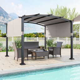 Costway 305 X 305 Cm Outdoor Pergola W/ Retractable Sunshade Canopy Arched Patio Garden Shelter - thumbnail 3