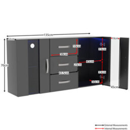 Lassic Vida Designs Astro Black 2 Door 3 Drawer Led Sideboard Storage Cabinet Cupboard - thumbnail 2