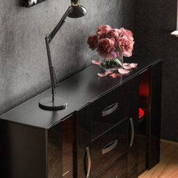 Lassic Vida Designs Astro Black 2 Door 3 Drawer Led Sideboard Storage Cabinet Cupboard - thumbnail 4