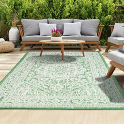 Homeart Outdoor Indoor Rug, Easy Clean, Uv Weather Resistant Rug For Patio, Gardenmedallion Green, Cream,140X200Cm