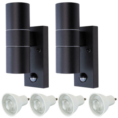 Hispec Coral Up And Down Lighting With Pir - Black:  2X Lights & 4X Gu10 - image 1