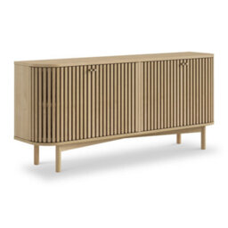 Finch Oak Slatted 4 Door Large Sideboard By Roseland Furniture