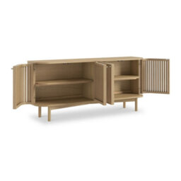Finch Oak Slatted 4 Door Large Sideboard By Roseland Furniture - thumbnail 4