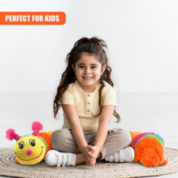 The Magic Toy Shop Multicoloured Plush Caterpillar Soft Toy Cushion Baby Toddler Kids Cuddly Gift - thumbnail 2