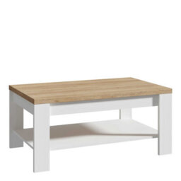Wyld Haus Bramblecroft White And Natural Oak Rectangular Coffee Table With Lower Shelf - thumbnail 2