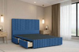 "Nexus Verona Plush Divan, Navy, 54"" Hb + 12"" Fb, 2 Drawers Right, Open Coil Mattress, Super King" - thumbnail 4