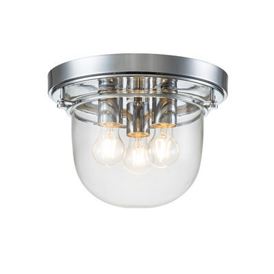 Luminosa Lighting Elstead Quoizel Whistling Bowl Semi Flush Ceiling Light Polished Chrome, Ip44