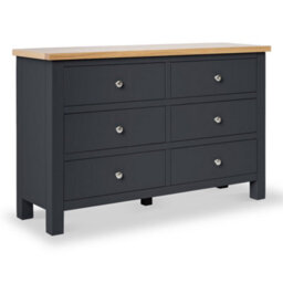Farro Charcoal 6 Drawer Chest Fully Assembled - Painted With Oak Top By Roseland Furniture