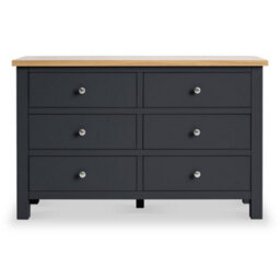 Farro Charcoal 6 Drawer Chest Fully Assembled - Painted With Oak Top By Roseland Furniture - thumbnail 5