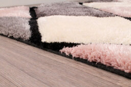 Geometric Blush Shaggy Geometric Optical Modern Sparkle Rug For Living Room And Bedroom-60Cm X 110Cm - thumbnail 3