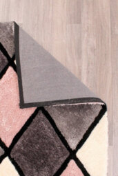 Geometric Blush Shaggy Geometric Optical Modern Sparkle Rug For Living Room And Bedroom-60Cm X 110Cm - thumbnail 5