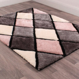Geometric Blush Shaggy Geometric Optical Modern Sparkle Rug For Living Room And Bedroom-60Cm X 110Cm - thumbnail 1