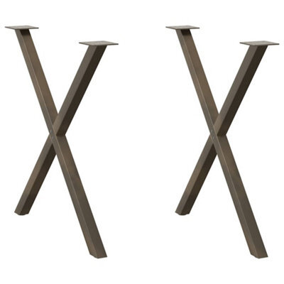 Berkfield Dining Table Legs X-Shaped 2 Pcs Natural Steel 80X(72-73) Cm Steel - image 1