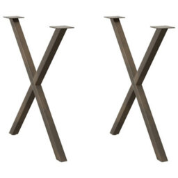 Berkfield Dining Table Legs X-Shaped 2 Pcs Natural Steel 80X(72-73) Cm Steel
