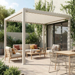 Sweeek - Louvered Pergola Aluminium 3 X 3M V2 Beige - Triomphe - thumbnail 1