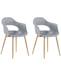 Beliani Grey Synthetic Dining Chairs Set Of 2 With Sleek Metal Legs - Matt Finish, Durable Shell, Quick Assembly - thumbnail 3