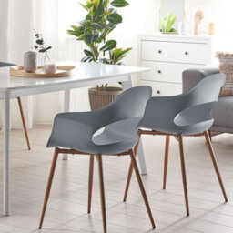 Beliani Grey Synthetic Dining Chairs Set Of 2 With Sleek Metal Legs - Matt Finish, Durable Shell, Quick Assembly - thumbnail 2