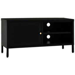 Vidaxl Tv Cabinet Black 90X30X44 Cm Steel And Glass