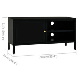 Vidaxl Tv Cabinet Black 90X30X44 Cm Steel And Glass - thumbnail 3