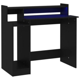 Vidaxl Desk With Led Lights Black 97X45X90 Cm Engineered Wood Desks - thumbnail 2