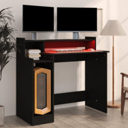 Vidaxl Desk With Led Lights Black 97X45X90 Cm Engineered Wood Desks - thumbnail 5