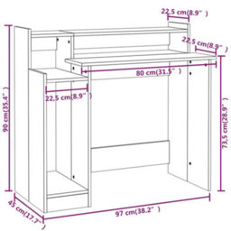 Vidaxl Desk With Led Lights Black 97X45X90 Cm Engineered Wood Desks - thumbnail 3