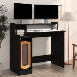 Vidaxl Desk With Led Lights Black 97X45X90 Cm Engineered Wood Desks - thumbnail 6