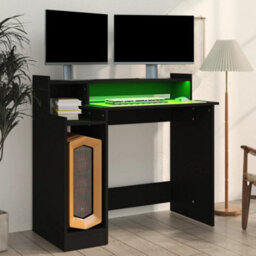Vidaxl Desk With Led Lights Black 97X45X90 Cm Engineered Wood Desks - thumbnail 4