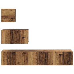 Berkfield Modern Tv Unit Set 4 Pcs Old Wood 80 X 30 X 30 Cm Engineered Wood - thumbnail 8