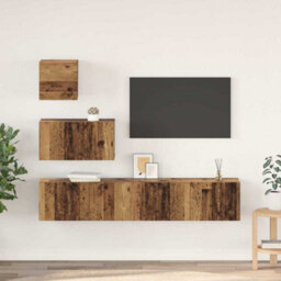 Berkfield Modern Tv Unit Set 4 Pcs Old Wood 80 X 30 X 30 Cm Engineered Wood - thumbnail 2