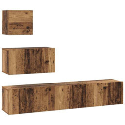 Berkfield Modern Tv Unit Set 4 Pcs Old Wood 80 X 30 X 30 Cm Engineered Wood - thumbnail 1