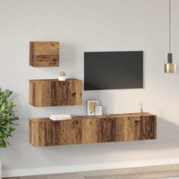 Berkfield Modern Tv Unit Set 4 Pcs Old Wood 80 X 30 X 30 Cm Engineered Wood - thumbnail 4