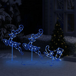 Berkfield Acrylic Christmas Flying Reindeer&sleigh 260X21X87Cm Blue - thumbnail 3