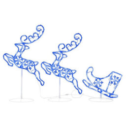 Berkfield Acrylic Christmas Flying Reindeer&sleigh 260X21X87Cm Blue - thumbnail 2