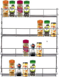Hygrad Built to Survive Multifunction Wall Mount Inside Cabinet Cupboard Silver Metal Spice Herb Jar Container Storage Rack Organiser (4-Tier) - thumbnail 2