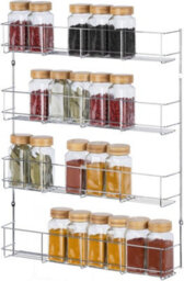 Hygrad Built to Survive Multifunction Wall Mount Inside Cabinet Cupboard Silver Metal Spice Herb Jar Container Storage Rack Organiser (4-Tier) - thumbnail 3