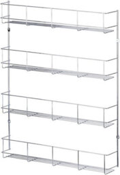 Hygrad Built to Survive Multifunction Wall Mount Inside Cabinet Cupboard Silver Metal Spice Herb Jar Container Storage Rack Organiser (4-Tier) - thumbnail 4