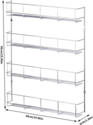 Hygrad Built to Survive Multifunction Wall Mount Inside Cabinet Cupboard Silver Metal Spice Herb Jar Container Storage Rack Organiser (4-Tier) - thumbnail 5