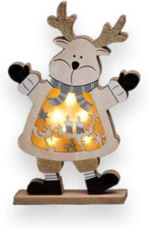 Shatchi 27Cm Led Wooden Christmas Santa Snowman Reindeer Xmas Home Indoor Table Decorations Ornaments Centrepiece - thumbnail 4