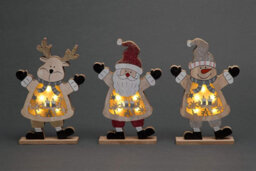 Shatchi 27Cm Led Wooden Christmas Santa Snowman Reindeer Xmas Home Indoor Table Decorations Ornaments Centrepiece - thumbnail 1