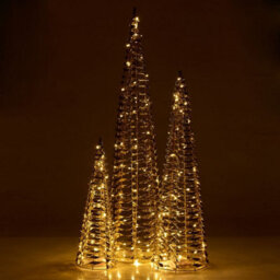 Urbn-Living Urbnliving 80Cm Height Gold Christmas Tree Cone Pyramid Led Fairy Lights Tower Xmas Decoration - thumbnail 3