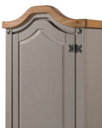 Mercers Furniture Corona Grey Wax 1 Door 1 Drawer Wardrobe Single Arch Top Solid Pine With Mexican Styling - thumbnail 6