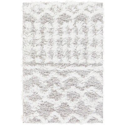Livabliss Urban Shaggy-Geometric White Grey Soft Plush Pile Living Bedroom Rug 60 X 90 Cm Easy Care, Non Shedding - image 1
