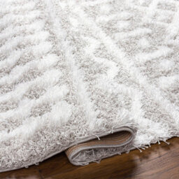 Livabliss Urban Shaggy-Geometric White Grey Soft Plush Pile Living Bedroom Rug 60 X 90 Cm Easy Care, Non Shedding - thumbnail 3