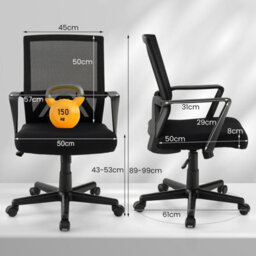 Gainoom Home Office Black Chair Ergonomic Desk Chair Swivel Mesh Task Chair - thumbnail 2