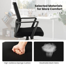 Gainoom Home Office Black Chair Ergonomic Desk Chair Swivel Mesh Task Chair - thumbnail 7