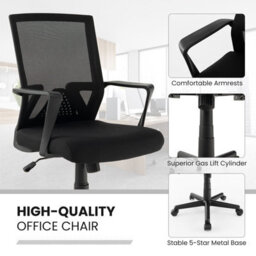 Gainoom Home Office Black Chair Ergonomic Desk Chair Swivel Mesh Task Chair - thumbnail 4