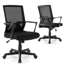 Gainoom Home Office Black Chair Ergonomic Desk Chair Swivel Mesh Task Chair - thumbnail 1
